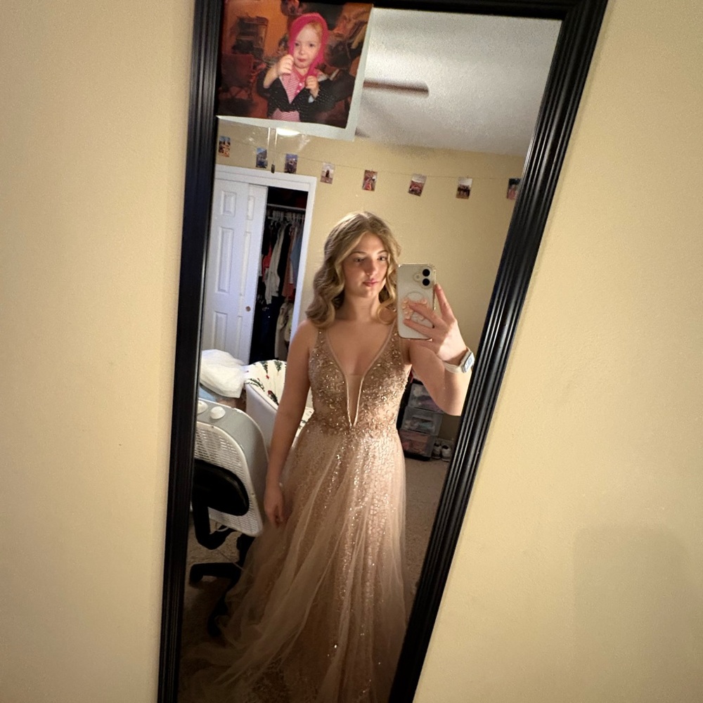 rose gold prom dress